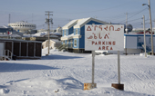 Sign in Syllabics outside the Co-op store in Igloolik. Nunavut. Canada. 2008