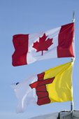 Canadian Flag and the Flag of Nunavut flying together. Canada. 2008