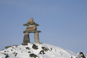 The giant Inukshuk in the centre of Rankin Inlet. Nunavut. Canada. 2008