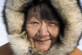 Kanguk (Eunice) Palluq from Igloolik, warmly dressed in a parka while out on a hunting trip. Igloolik, Nunavut, Canada. 2008