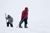 Noah Metuk, an Inuit hunter from Pangnirtung, checking a lead in the sea ice for baby seals. Nunavut, Canada. 2008