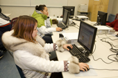 11th Grade Inuit students search the internet for information on climate change during a computer class at the school in Pangnirtung. Nunavut, Canada. 2008
