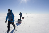 2009 Monaco Antarctic Expedition at 89 degrees South towing sleds towards the South Pole. Antarctica