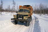 Truck on a winter road near Surinda in Evenkiya. Central Siberia. Russia. 1997