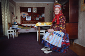 Maria Zakharova, an 82 year old Sami woman, in her apartment in Lovozero. Murmansk, Kola Peninsula, NW Russia. 2005