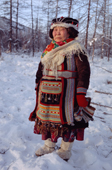 Ulita Elrika, an elderly Even woman from Northern Ulita Elrika, an elderly Even woman from Northern Evensk, wearing traditional dress. Magadan region, E. Siberia, Russia 2006
