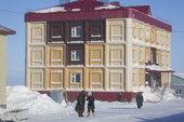The main street in the native village of Seyakha. Yamal Peninsula, Western Siberia, Russia