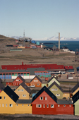 Brightly coloured buildings in Longyearbyen the main community & administrative centre of Spitsbergen.