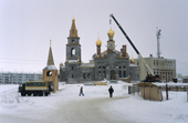 The first church being built in the City of Nadym in 1997 Yamal, Siberia, Russia.